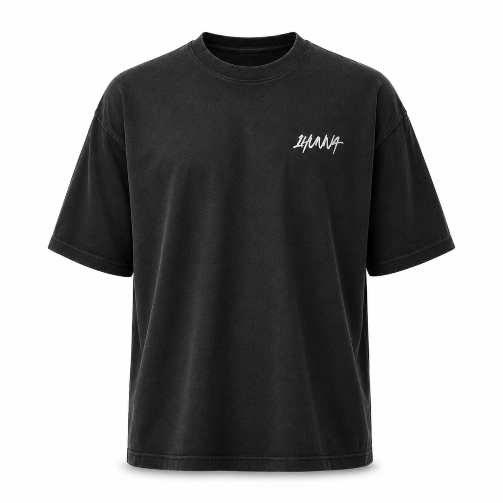 1HUNNA heavyweight vintage black t-shirt front view