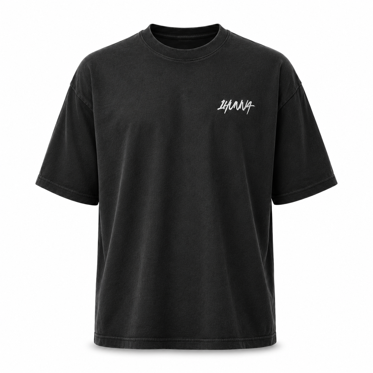 1HUNNA heavyweight vintage black t-shirt front view