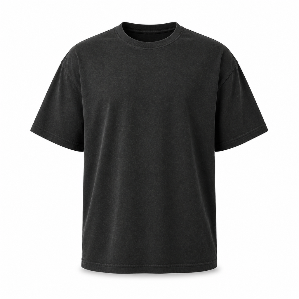 1HUNNA heavyweight vintage black t-shirt back view
