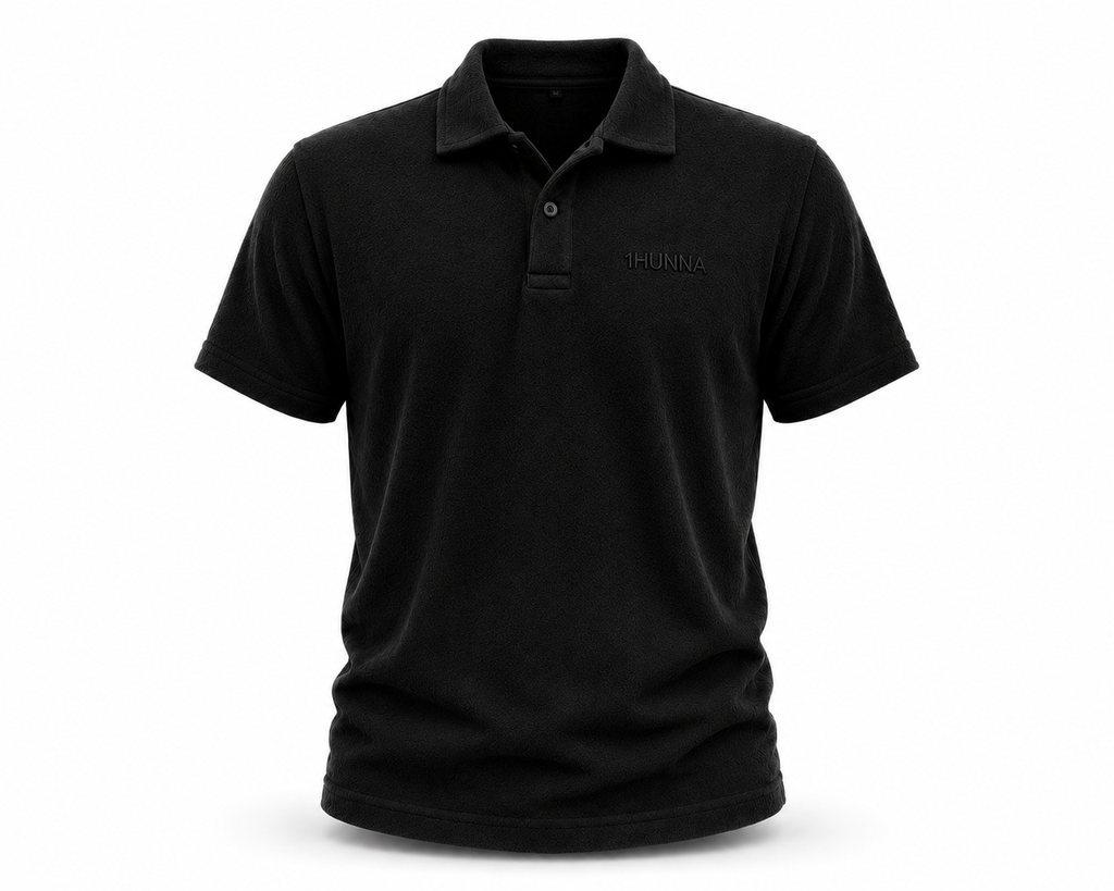 Premium Terry Polo - Black | 1HUNNA