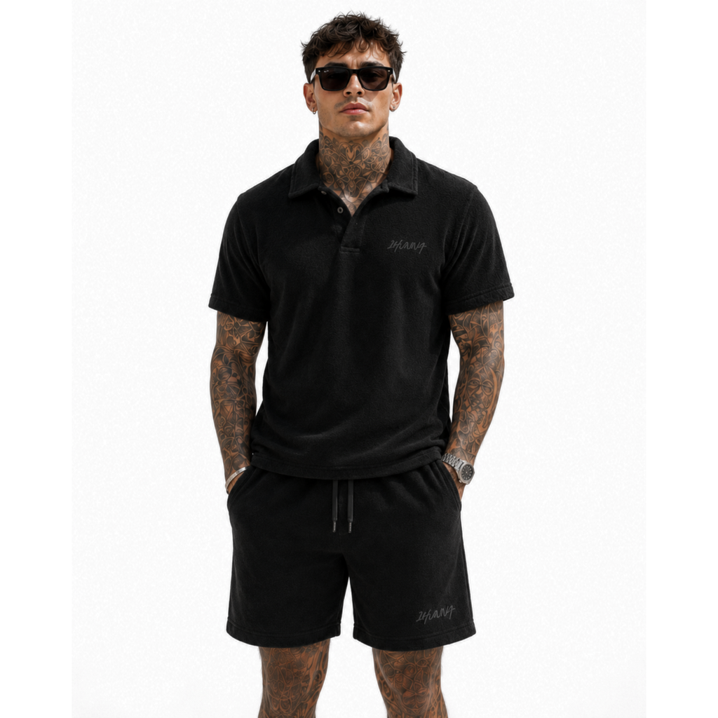 Terry Polo & Shorts -  Black | 1HUNNA