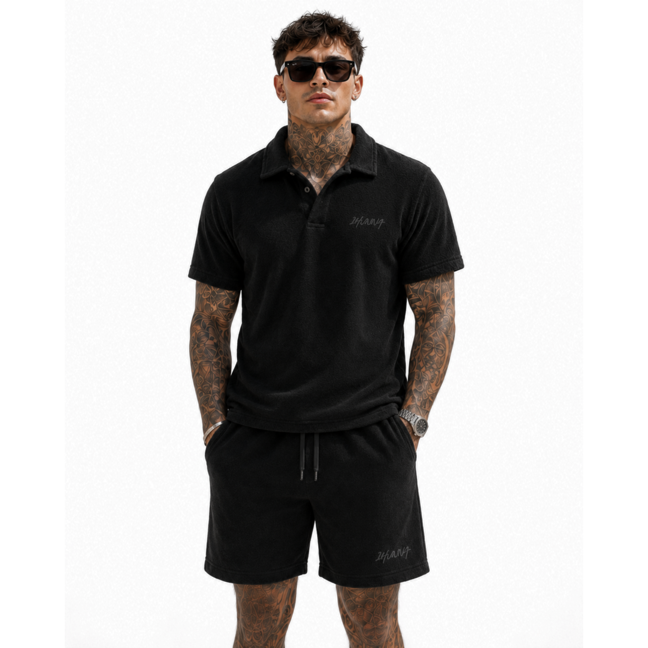 Terry Polo & Shorts -  Black | 1HUNNA
