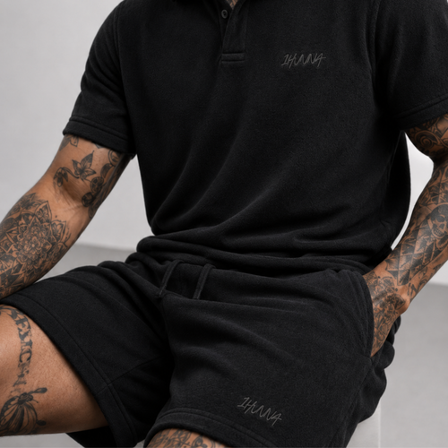 Casual Terry Polo & Shorts -  Black | 1HUNNA