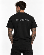 Black Casual 1HUNNA T-shirt with light 1HUNNA wordmark – back view
