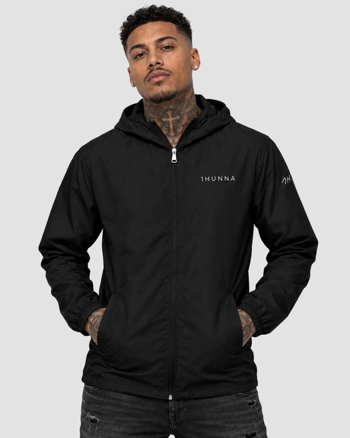 Casual 1HUNNA Windbreaker – Black