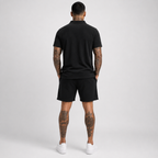 Casual Terry Polo & Shorts - Black | 1HUNNA