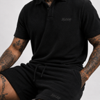 Casual Terry Polo & Shorts - Black | 1HUNNA