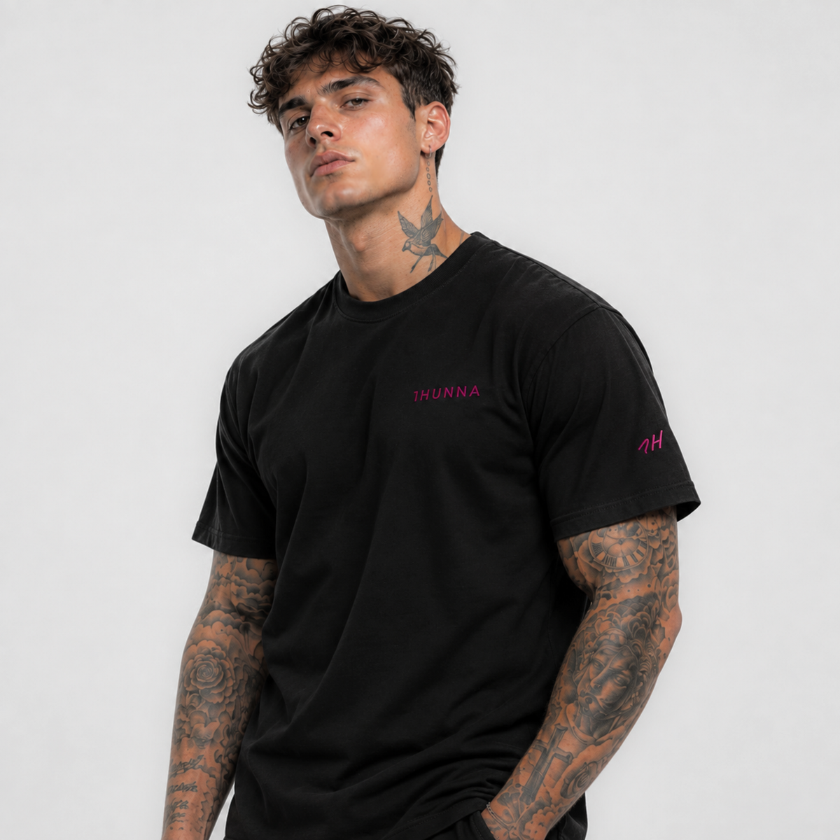 Casual 1HUNNA Pink T-shirt – Black