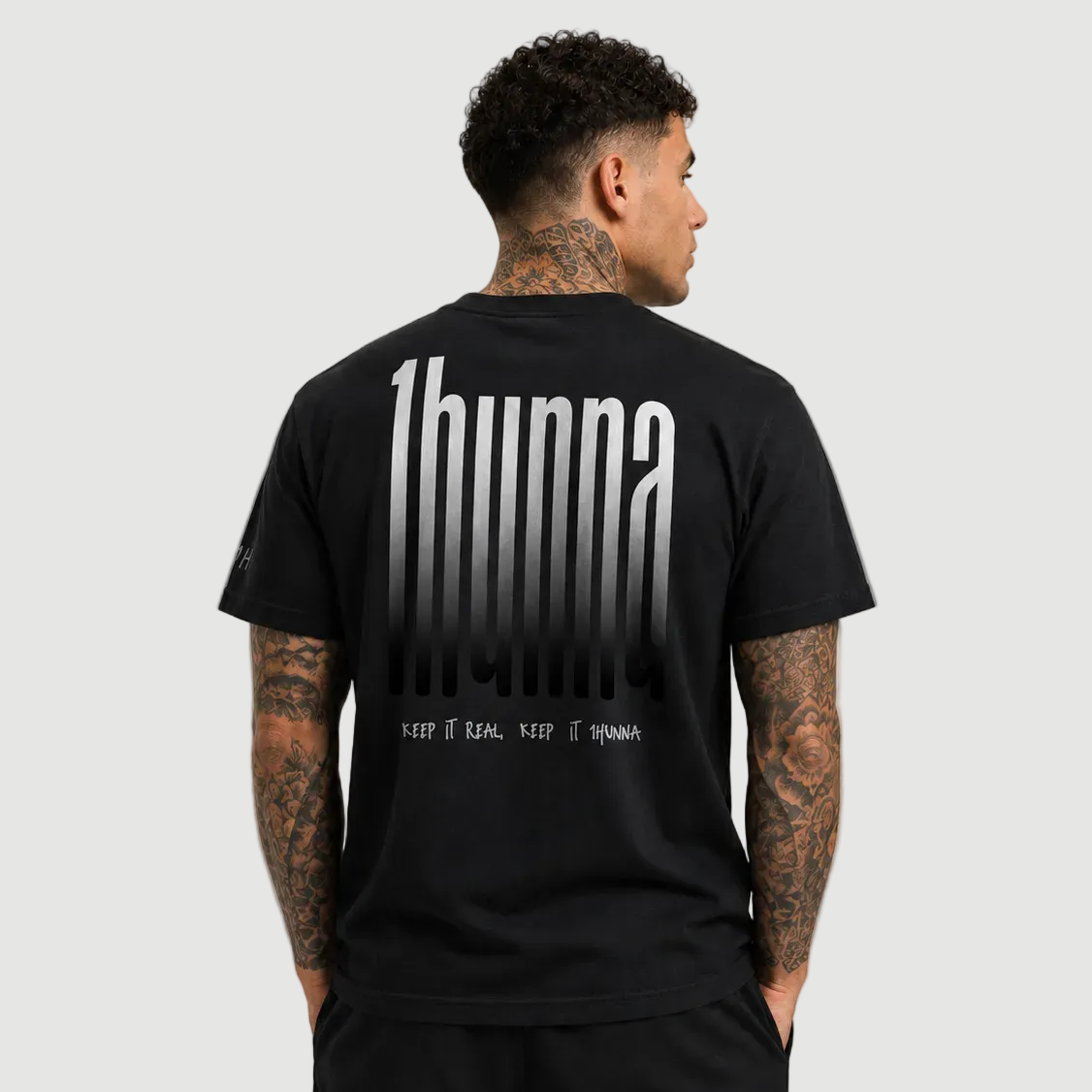 Black Signature Keep It Real T-shirt – large 1HUNNA back graphic