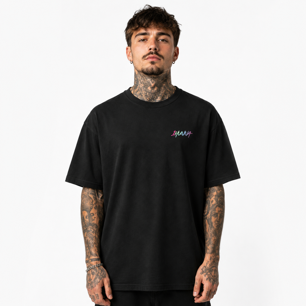 1HUNNA Gallery 004 Einstein T-shirt in black – front worn view