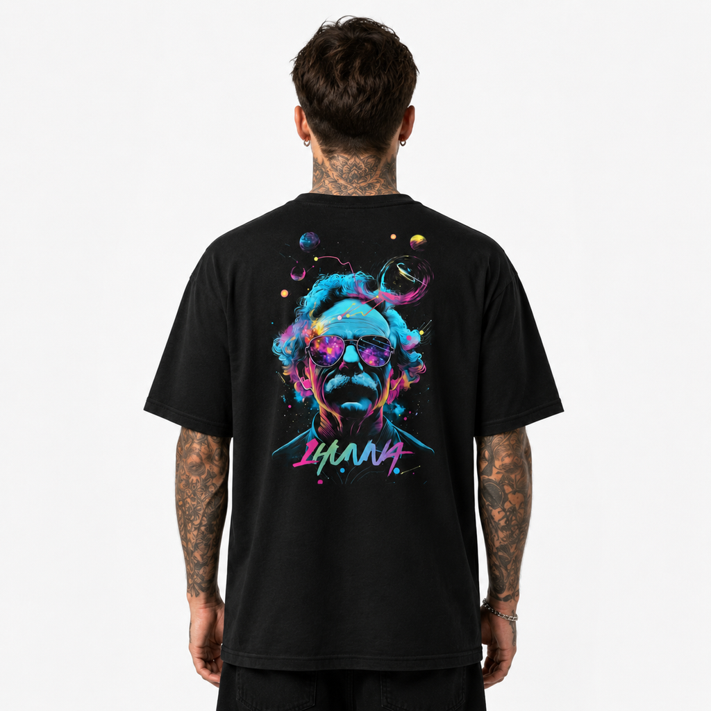 1HUNNA Gallery 004 Einstein T-shirt in black – back worn view