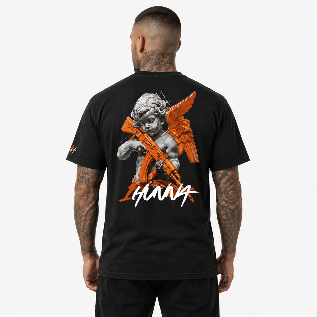 1HUNNA Gallery 001 Faith Over Fear T-shirt in black – back worn view