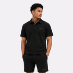 Casual Terry Polo & Shorts - Black | 1HUNNA
