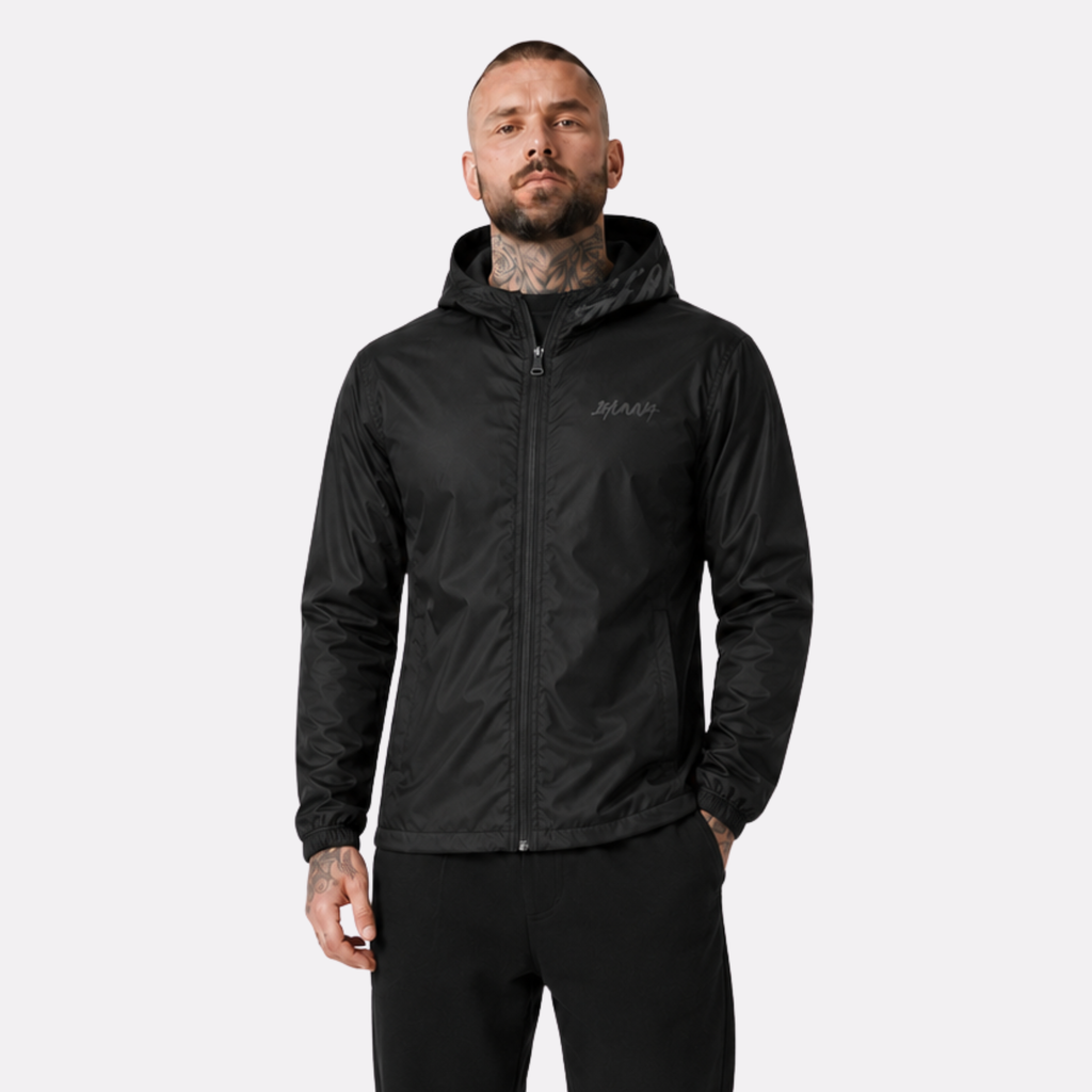 Black 1HUNNA Ghost Windbreaker – front worn view