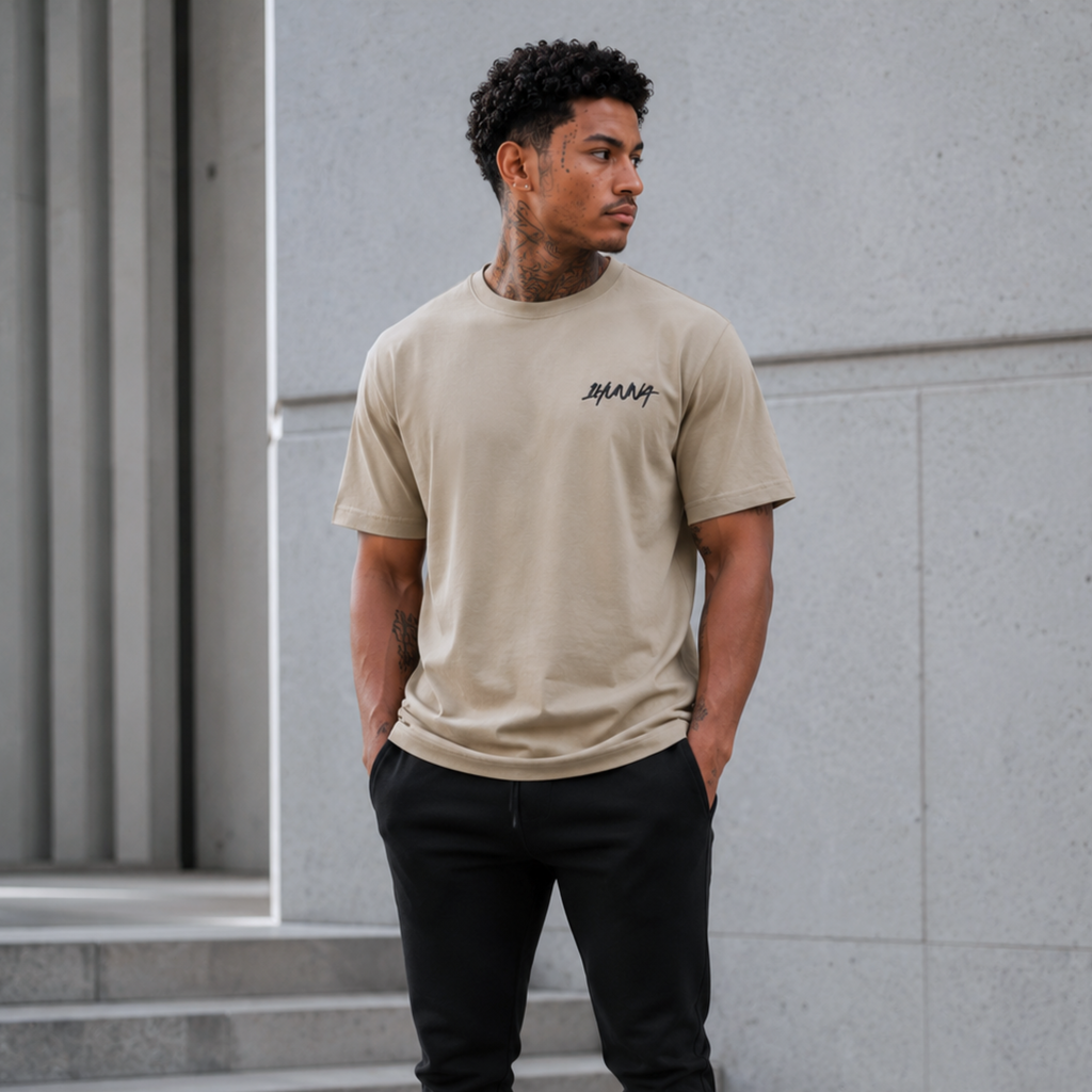 Casual Heavyweight T-shirt - Kahki | 1HUNNA